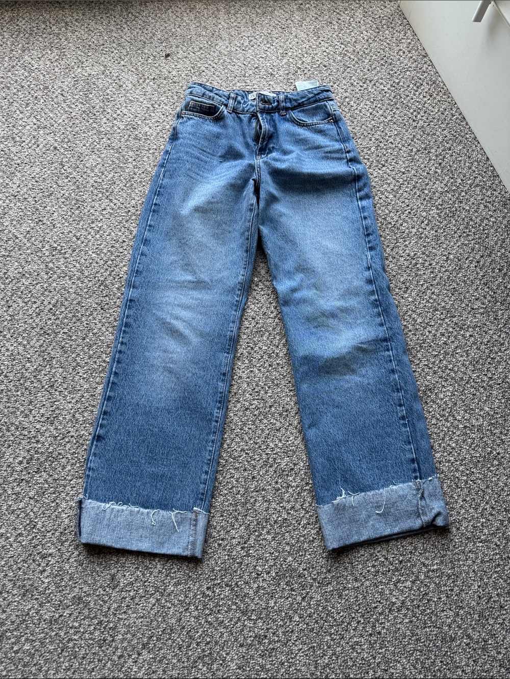 Zara Wide-Leg Denim Jeans in Medium Blue